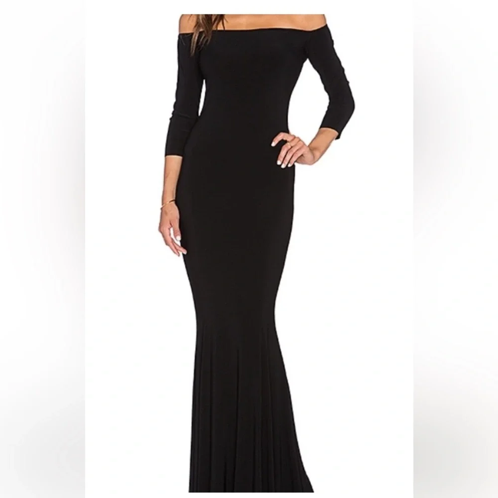 Norma Kamali Black Off-Shoulder Dress - Picture 2 of 6